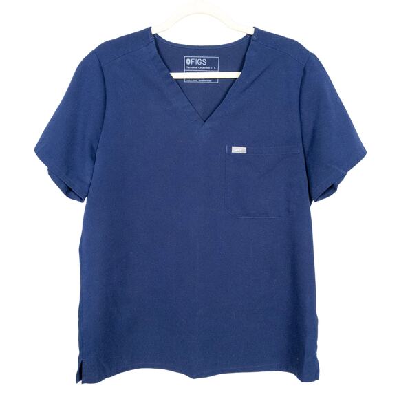 FIGS Navy Blue Catarina One-Pocket Scrub Top Short Sleeve Women's Large - Picture 2 of 6